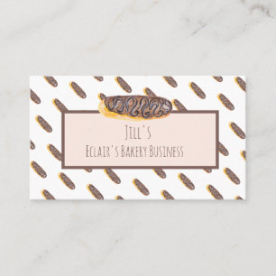 Wasserfarben-Eclair Donuts Handgemalte Bäckerei Visitenkarte