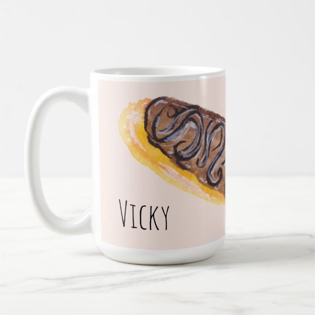 Wasserfarben Eclairs Donuts Fun Whimiscal Pink Kaffeetasse (Links)