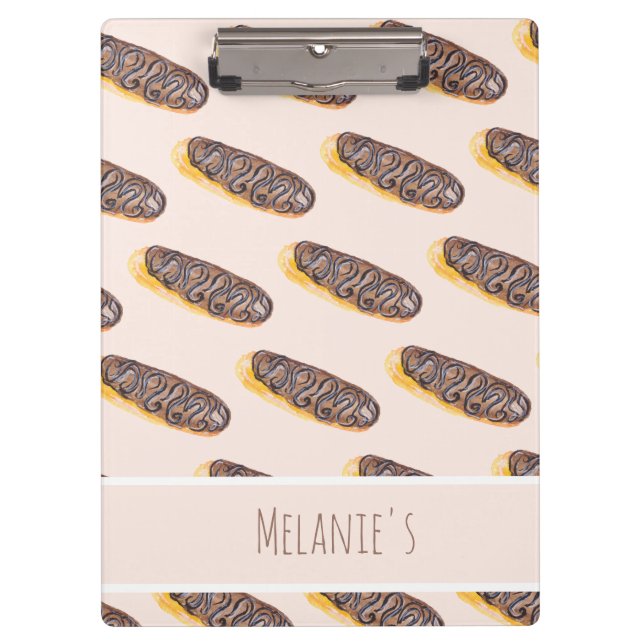 Wasserfarben Eclairs Donuts Fun Whimiscal Sweet Cl Klemmbrett (Vorderseite)