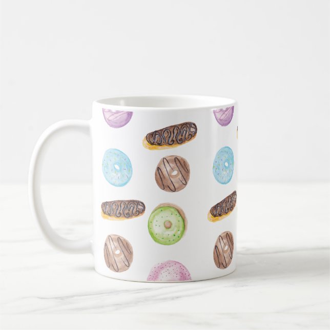 Wasserfarben-Eclairs Donuts Fun Whimiscal Sweet Kaffeetasse (Links)