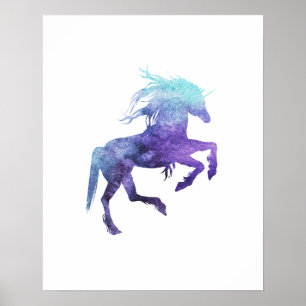 Wasserfarben-Einhornplakat Poster