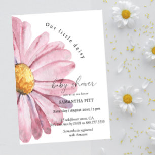 Wasserfarben-Einladung mit rosa Gänseblümchen für  Einladung