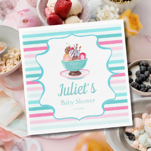 Wasserfarben-Eisbecher-Baby-Shower Serviette