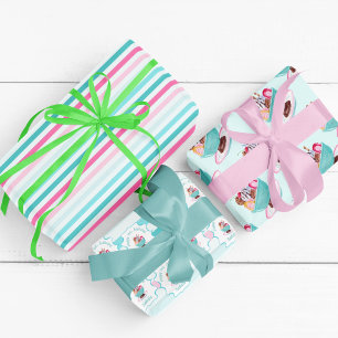 Wasserfarben-Eisbecher-Geburtstag Geschenkpapier Set
