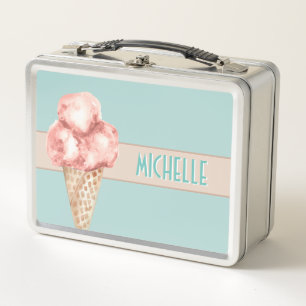 Wasserfarben-Eiscreme im Vintage-Stil Personalisie Metall Brotdose