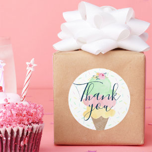 Wasserfarben Eiscreme-Kone Danke Stickers