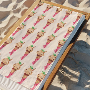 Wasserfarben-Eiscreme-Waffel Strandtuch