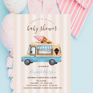 Wasserfarben-Eiscreme-Wagen-Gestreifte Babyparty-E Einladung