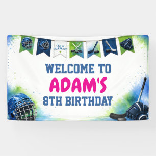 Wasserfarben-Eishockey-Geburtstagsbanner Banner