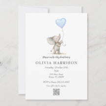 Wasserfarben-Elefanten-Baby-Shower-Einladung