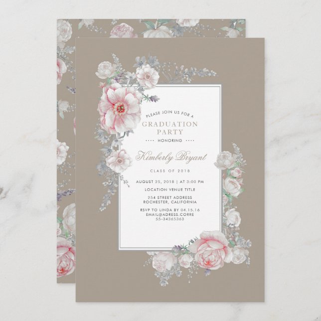 Wasserfarben Elegante Vintage Blumenstuhlparty Einladung (Vorne/Hinten)