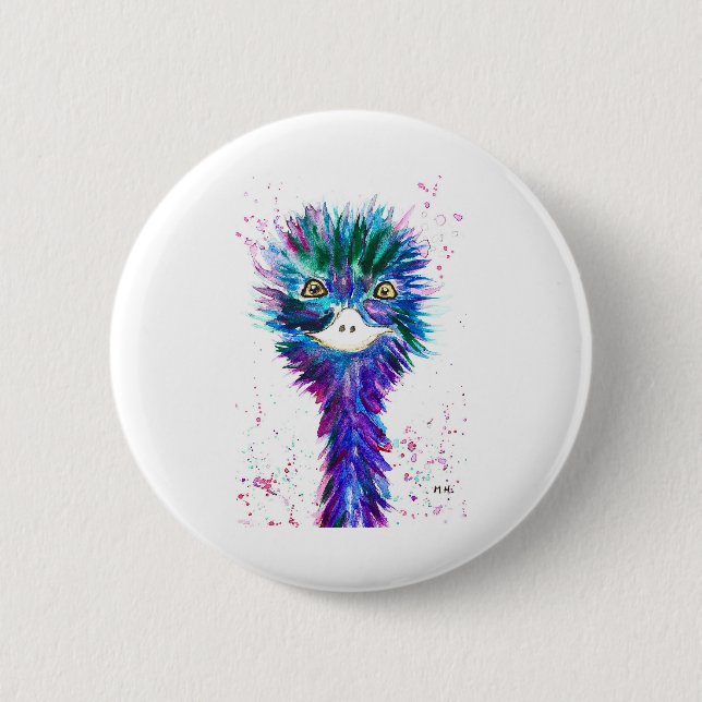 Wasserfarben-Emu Button (Vorderseite)