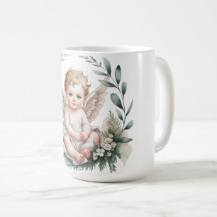 Wasserfarben-Engelsflügel-Taufe Grün Kaffeetasse