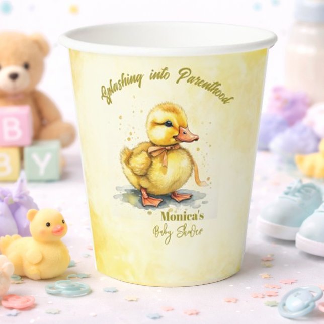 Wasserfarben-Entenküken-Splash geschlechtsneutral  Pappbecher (Von Creator hochgeladen)
