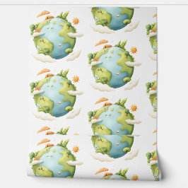 Wasserfarben Erde - Cartoon Erde mit Naturelemente Tapete