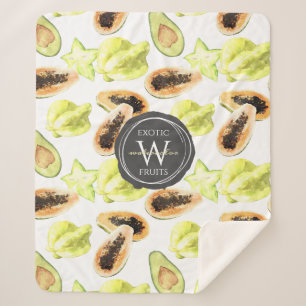 Wasserfarben Essbare exotische Früchte Monogramm  Sherpadecke