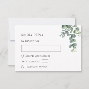 Wasserfarben-Eukalyptus-Blätter-Hochzeit RSVP Karte