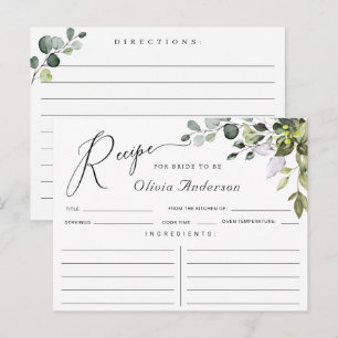 Wasserfarben-Eukalyptus-Brautparty-Rezeptkarte Postkarte