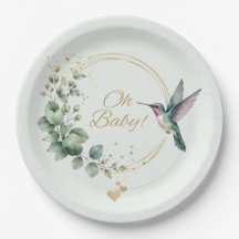 **Wasserfarben-Eukalyptus-Kolibri-Baby-Party Einla