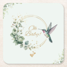 **Wasserfarben-Eukalyptus-Kolibri-Baby-Party Einla