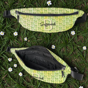 Wasserfarben-Eulenmuster mit initialem Monogramm Bauchtasche