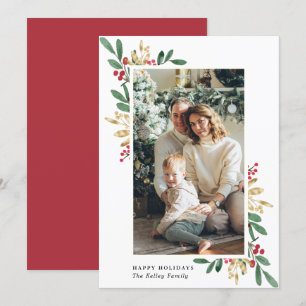 Wasserfarben-Evergreens, Grün und Gold, Grosses Fo Feiertagskarte