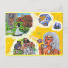 Wasserfarben-Fantasie-Göttin-Träume-Liebesdimensio Postkarte