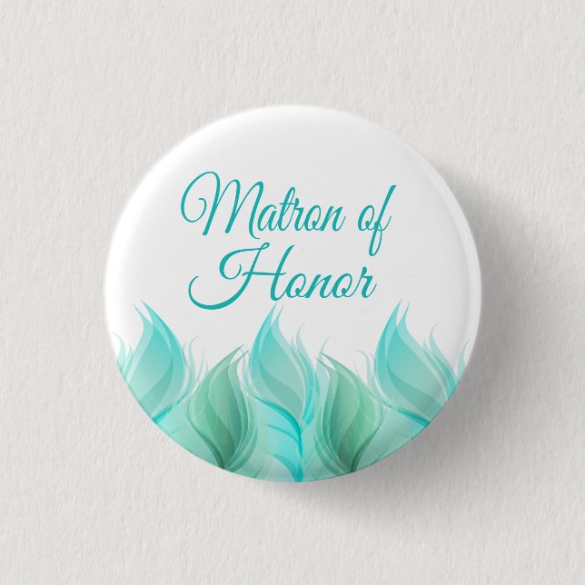 Wasserfarben Feathers Matron of Honour Button (Vorderseite)