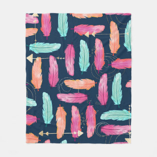 Wasserfarben Federn nahtloses Bohustenmuster mit F Fleecedecke