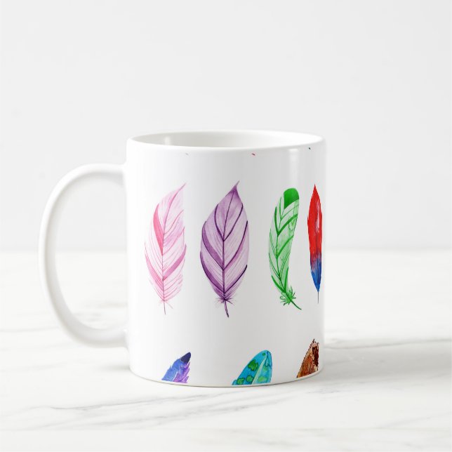 Wasserfarben Federn: Schöne Sammlung Vintag. Kaffeetasse (Links)