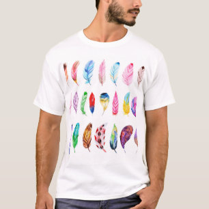 Wasserfarben Federn: Schöne Sammlung Vintag. T-Shirt