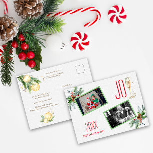 Wasserfarben-Feiertags Arrangement Joy Familienfot Feiertagspostkarte