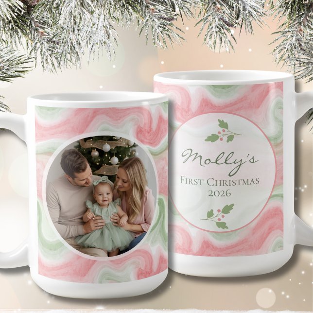 Wasserfarben-Ferienfoto-Kaffeetasse Kaffeetasse (Watercolor Personalized Photo Coffee Mug to Celebrate Special Moments)