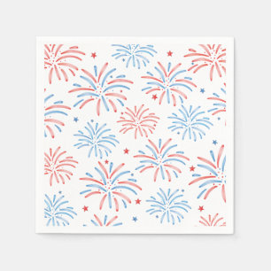 Wasserfarben-Feuerwerk-Vierte-Juli-Party Serviette