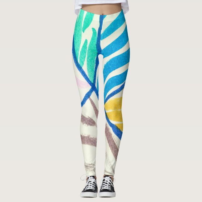 Wasserfarben-Flickwerk: schmutziger Malstil. Leggings (Vorderseite)