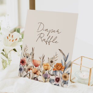 Wasserfarben Floral Beige Babydusche Windelwanne W Sockelschild