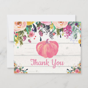 Wasserfarben Floral Fall Pumpkin Danke Karte