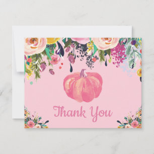 Wasserfarben Floral Fall Pumpkin Danke Karte