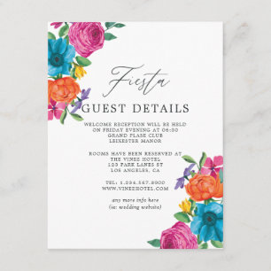Wasserfarben Floral Fiesta Wedding Guest Details Begleitkarte