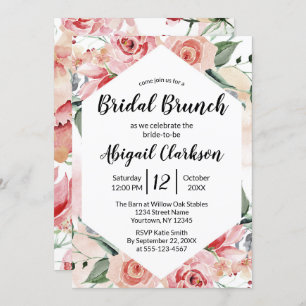 Wasserfarben Floral Hexagon Bridal Brunch Dusche Einladung