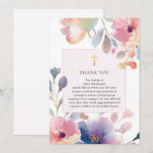 Wasserfarben Floral Religiöse Beerdigung Danke Kar Einladung