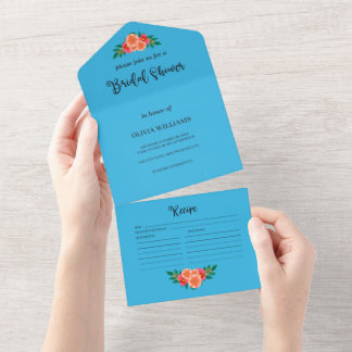 Wasserfarben Florale Grün Bridal Shower Rezept All In One Einladung