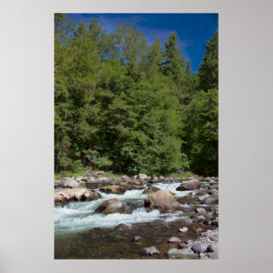 Wasserfarben-Fluss-Rapids Poster