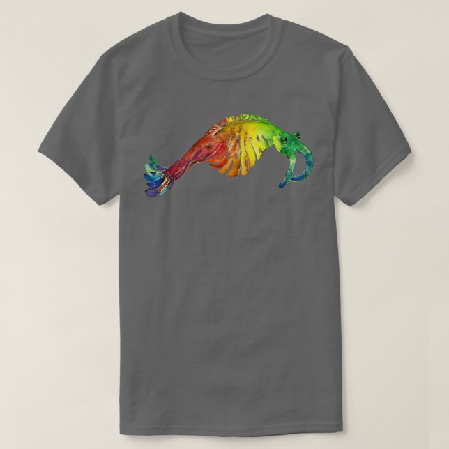 Wasserfarben Fossil Anomalocaris in Rainbow T-Shirt (Design vorne)