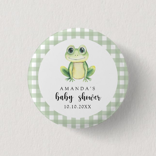 Wasserfarben Frog Baby Dusche Button (Vorderseite)