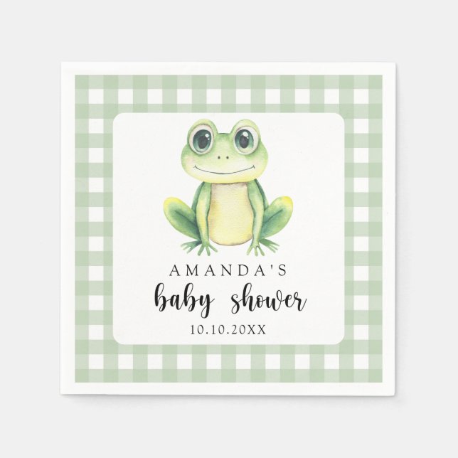 Wasserfarben Frog Baby Dusche Serviette (Vorderseite)