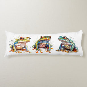 Wasserfarben-Frosch-Trio Whimsical Regenwald-Kunst Seitenschläferkissen
