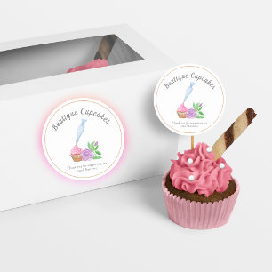 Wasserfarben-Frosting-Cupcake-Danke-für-Ihre-Unter Runder Aufkleber