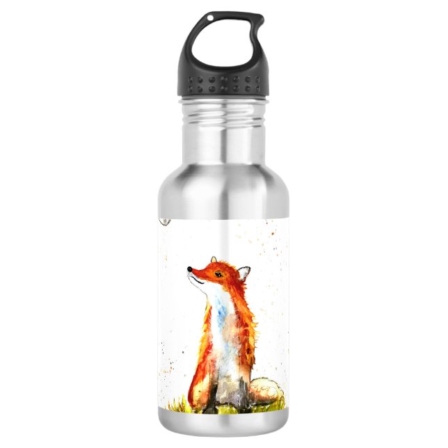 Wasserfarben-Fuchs-Wald-Tiere rustikales Baby Edelstahlflasche (Vorderseite)