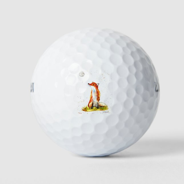 Wasserfarben-Fuchs-Wald-Tiere rustikales Baby Golfball (Vorderseite)
